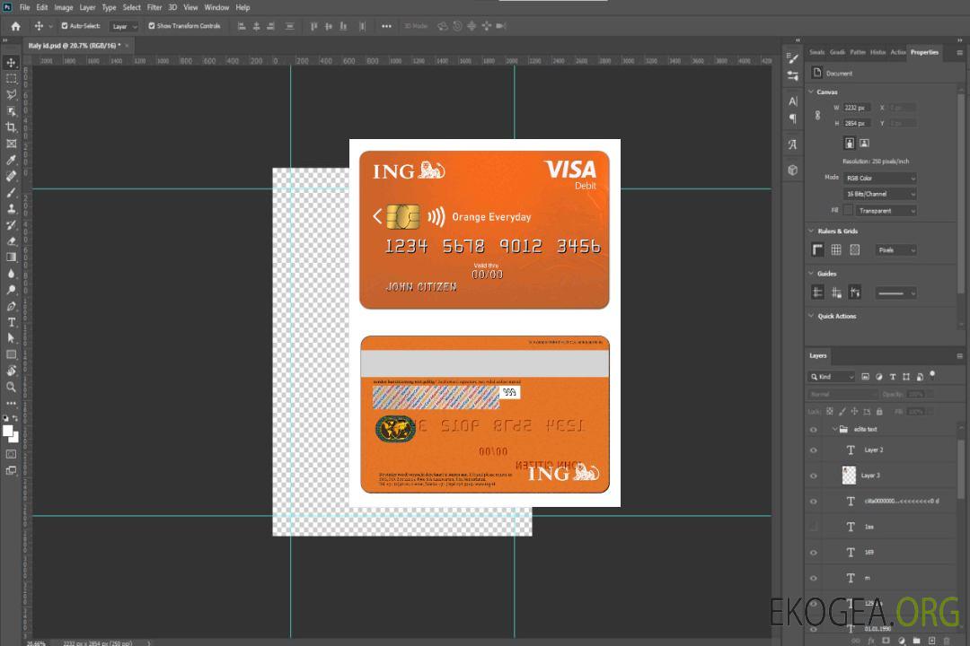 Pays-Bas ING Orange VISA template Pays-Bas ING Orange VISA template